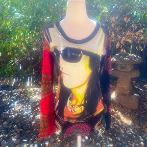 DESIGUAL Woman Wearing Sunglasses Long Sleeve Tee